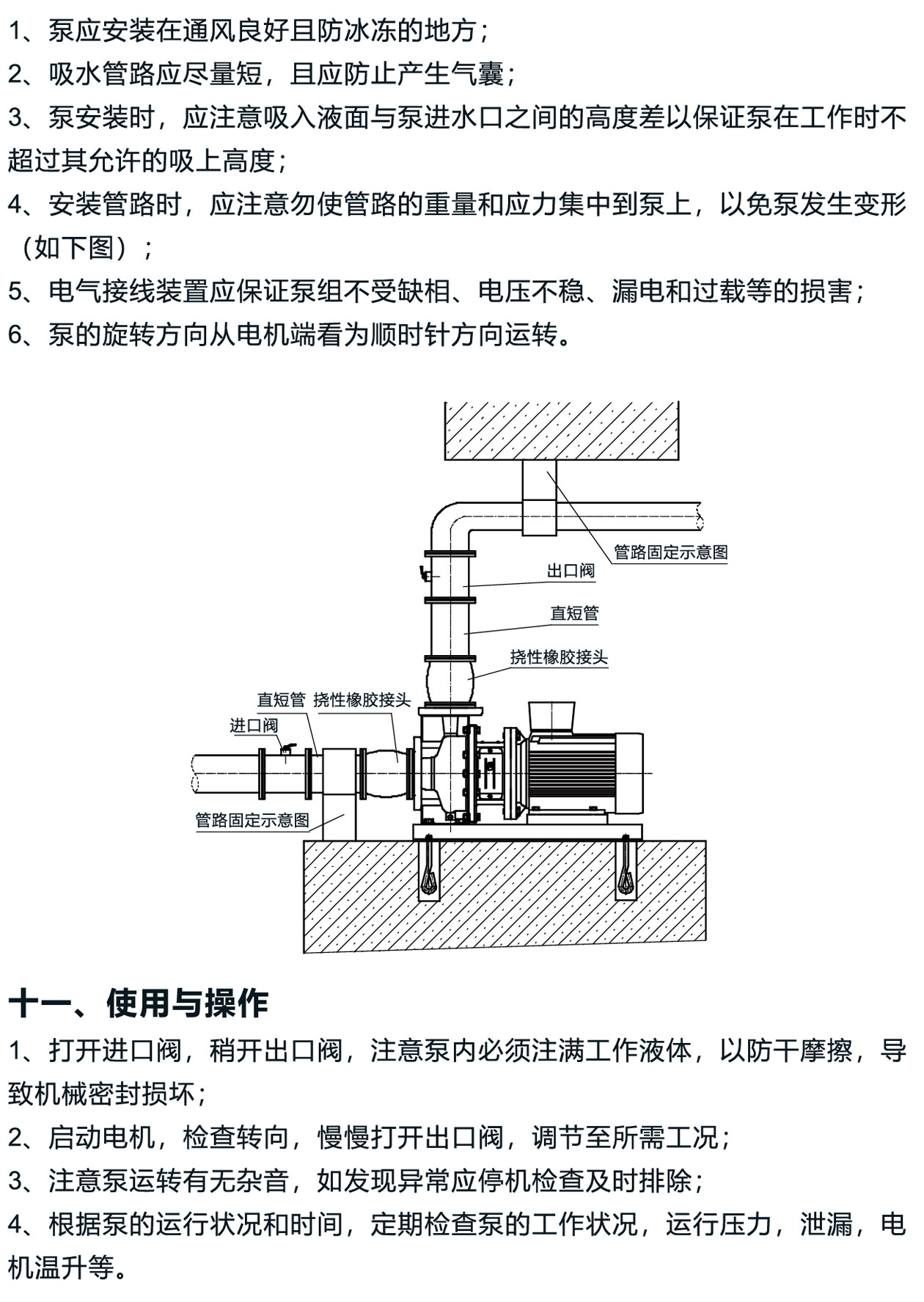 ZS型不锈钢卧式离心泵 安装尺寸